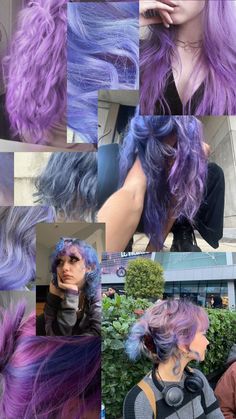 Blue Hair Dye Ideas, Pink Highlights Hair, Blue Curly Hair, Purple And Blue Hair, Blue Hair Dye, Blue Hair Color, Hair Inspiration Short