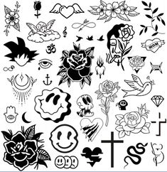 a bunch of different tattoos on a white background