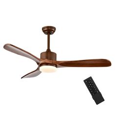 a ceiling fan with remote control and light