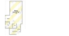 the floor plan for a two bedroom apartment with an attached bathroom and living room area