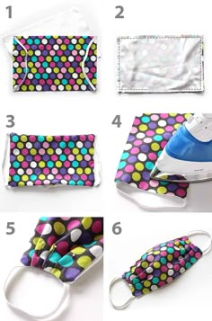 the instructions for how to make an ironing board with polka dot fabric and water bottles