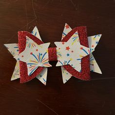 Hair Bow Alligator Clip Red White Blue Sparkly 4.5 Inch Handmade Quick Shipper Bundle And Save! Handmade Bath Products, Kids Bath, Red White And Blue, Red White Blue, Hair Bow, Alligator, Hair Bows, White Blue