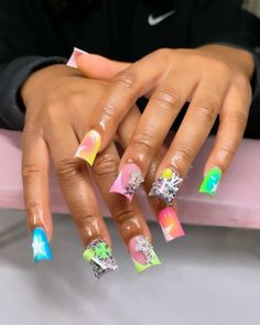 Duck Nails With Charms, Nails With Charms, Dump Aesthetic, Flare Nails, Duck Nails, Casual Nails, Her Nails, Dope Nail Designs