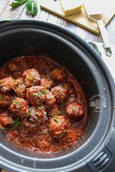 the meatballs are cooked and ready to be eaten in the crock pot for dinner