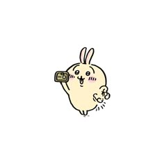 a drawing of a rabbit taking a selfie with a cell phone in its hand