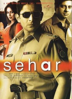 the movie poster for sehar is shown in front of a man with sunglasses on