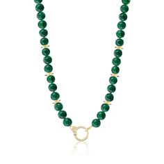 18k yellow gold, 0.09 ctw diamonds, malachite.  18 inches.  All sales are final. Please see our full cancellations & returns policy here Malachite Necklace, Jewelry Repair, Custom Jewelry Design, Gold Beads, Custom Jewelry, Turquoise Necklace, Jewelry Design, Beaded Necklace, Diamonds