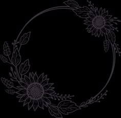 a circle with flowers and leaves around it