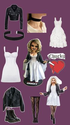 the doll is dressed in all white and has black accessories on her head, boots, jacket, dress, tights