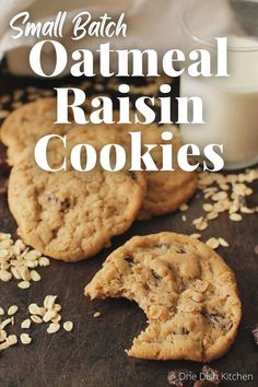 Oatmeal raisin cookies. Small Batch Oatmeal Cookies, Chewy Oatmeal Raisin Cookies, Small Batch Cookie Recipe, Raisin Cookie Recipe, Soft Oatmeal Cookies, Oat Cookie Recipe, Spiced Cookies, Batch Baking, Small Batch Cookies