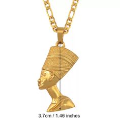 18k gold plated 3 piece set ! Comes with ankh necklace , mini Africa map and Nefertiti necklace super high quality! you put the chains on any necklace The ankh necklace is 23 inch The mini Africa is 18inch And Nefertiti is 18inch You can request different sizes If you choose a length with 20inch chain itâs a curb chain . Not a Figaro .It looks almost like a Figaro chain . Each necklace can be worn separately. Ancient Egypt Jewelry, Nefertiti Necklace, Egypt Jewelry, Africa Necklace, Egyptian Queen Nefertiti, Ankh Necklace, Mens Silver Jewelry, Queen Nefertiti, Necklaces Women