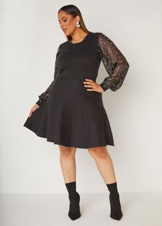 Plus Size a line sweater dresses plus size fall fashion dress Fall And Winter Fashion, Fall Fashion Dresses, Embellished Sweater, Mesh Sweater, Plus Size Fall Fashion, Plus Size Fall, Dresses Plus Size