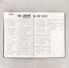 the giant to do list is open on a table