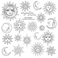 the sun and moon symbols are drawn by hand