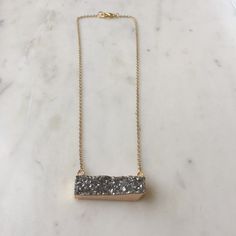 Silver Crystal Geode Druzy Stone Bar Necklace. This Is A Brand New Item And Has Never Been Worn. Double Strand Pearl Necklace, Faceted Glass Bead Necklace, Anthropologie Necklace, Skeleton Necklace, White Choker, Cameo Pendant Necklace, Stone Bar, Infinity Pendant, Silver Pearl Necklace