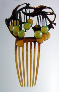 1903 Cherry hair comb Hakone Japan, Lalique Jewelry, Rene Lalique, Hair Adornments, Vintage Hair