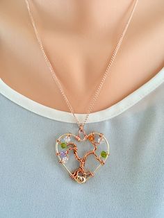 Rose Gold Birthstone Necklace, Family Tree Necklace by IGZDesigns on Etsy #Charmnecklace, #MotherGift, #GiftForHer, #GiftforGrandma, #GiftforNana Adoption Jewelry, Gold Birthstone Necklace, Family Tree Necklace, Family Necklace, Nana Gifts, Tree Necklace, Tree Of Life Necklace, Personalized Gifts For Mom, Flower Prints Art