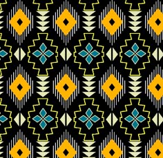 an abstract pattern with yellow, blue and black colors on a black background for wallpaper