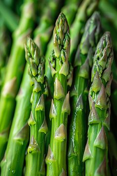 Fresh green asparagus spears, close-up. Egg In A Hole