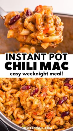 instant pot chili mac recipe with text overlay