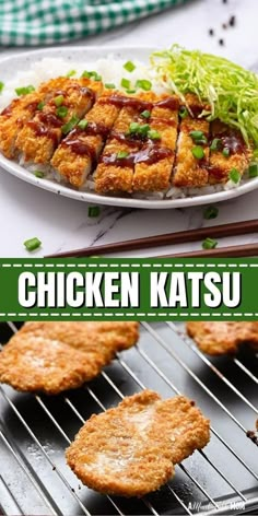 chicken katsu is cooking on the grill