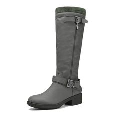 PRICES MAY VARY. Wide Calf Boots For Women: These boots are designed to be wider than regular sizes, great for those with wide calf. Lightly padded faux fur lining and insole Knee high motorcyle riding boots, and instep zipper for easy on/off Product measurements were taken using size 7 US, width M. Please note that measurements may vary by size. Approx measurements - Heel Height: 1.25 in; Platform Height: 0.5 in; Shaft: 17.5 in; Wide-calf circumference: 16.5 in. If you are looking for a pair of Winter Outdoor Knee-high Boots With Round Toe, Winter Knee-high Boots With Round Toe For Outdoor, Gray Knee-high Winter Boots, Wide Calf Flat Heel Winter Boots, Wide Calf Flat Heel Boots For Winter, Winter Boots With Wide Calf And Flat Heel, Wide Calf Flat Heel Knee-high Boots For Winter, Knee-high Winter Boots With Buckle Closure, Fall Tall Boots