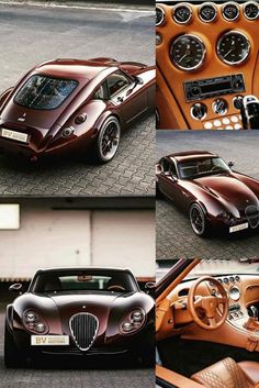 the interior and dashboards of a car are shown in this collage with different angles