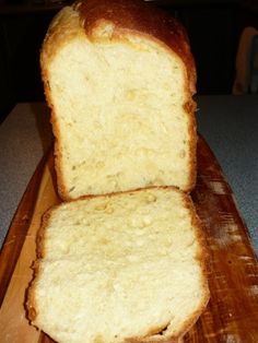 two slices of bread sitting on top of a cutting board