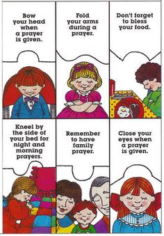 a comic strip with children's faces and the words, don't forget to pray