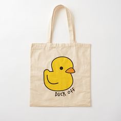 100% cotton reusable shopping carry bag with digital print on one side. duck that looks soft but could actually kill u :) Cute Yellow Cotton Bags, Cute Tote Bags Paint, Cute Tote Bag Painting Ideas, Painting On Bags Ideas, Eco Bag Design Ideas, Drawing On Bag, Tote Bag Ideas Design, Tote Bag Design Aesthetic, Canvas Tote Bag Painting