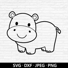 a black and white drawing of a hippoceros on a brick wall with the text svg dxf jpeg png