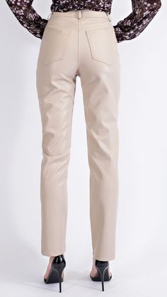 Experience the perfect balance of style and comfort with our Stylized Faux Leather Pants! Their versatile color makes them the perfect addition to any outfit, while the slimming fit and straight cut hem give you a sleek silhouette. Elevate your wardrobe and feel confident in your style with these pants! Runs small, size up one size. Pants Details, Bee Gifts, Summer Earring, Leather Trousers, Faux Leather Pants, Straight Cut, Straight Leg Pants, Leg Pants, Jumpsuit Dress