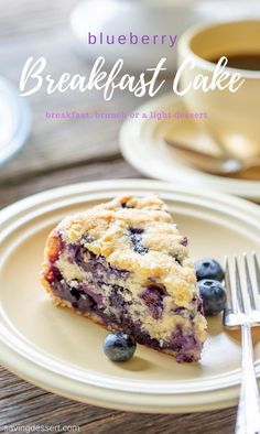 a piece of blueberry breakfast cake on a plate