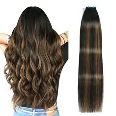 PRICES MAY VARY. 【Salon Quality Hair Extensions】100% premium remy human hair,salon quality,tangle free,shedding free.The hair feel smooth and soft.our tape hair extensions can be curled just you like.Tape hair extensions can last 2-3 monthes with good care. 【Sticky Blue Tape】US made blue tape,double-sided,re-usable,quality tape.You can replace the tape when required. Easy to install or remove the tape in extensions,give extra replacement tape. 【Purchase Quantity】If your hair is fine,need 1-2 pac Natural Hair Extensions, Straight Hair Extensions, Black Hair Extensions, Real Human Hair Extensions, Hair Balayage, Quality Hair Extensions, Hair Images, Tape In Hair Extensions, Chestnut Brown