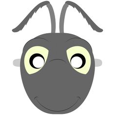 an animal mask with eyes and ears on it's face, which is drawn to look