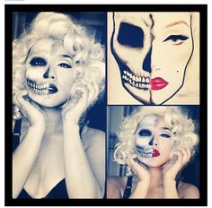 Cool make up Skeleton Diy Costume, Skeleton Diy, Half Skeleton, Skeleton Costumes, Diy Costume, Face Painting Halloween, Costume Women, Halloween 2015