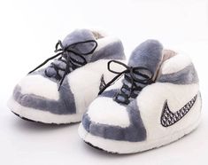 White and Grey Athletic Slippers Nike Slippers, Fluffy Shoes, Grey Jordans, Dr Shoes, Cute Nike Outfits, Preppy Shoes, Pretty Shoes Sneakers, All Nike Shoes, Shoe Wishlist