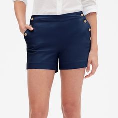 Banana Republic Button Cotton Blend Shorts. Nwt Inseam 4” Mid Rise Straight Fit Summer Short Pants With Buttons, Chic Pants With Button Closure, Chic Short Length Pants With Button Closure, Chic Bottoms With Button Cuffs And Short Length, High-waisted Shorts For Work With Button Closure, Workwear Shorts With Button Closure, Workwear Bottoms With Buttons In Short Length, High Waist Workwear Shorts With Buttons, Chic Workwear Shorts With Buttons