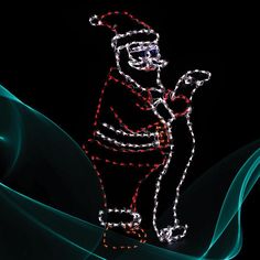 a christmas light display in the shape of a man holding a pipe with lights on it