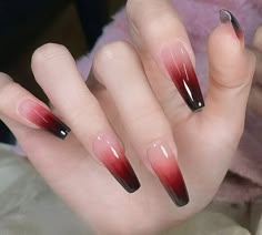 black and red nails ideas Fall Red Color Nails, Fake Nails Ideas, Red Black Nails, Cute Fall Nails, Red Ombre Nails, Cute Nails For Fall, Fall Nail Ideas, Nails Today