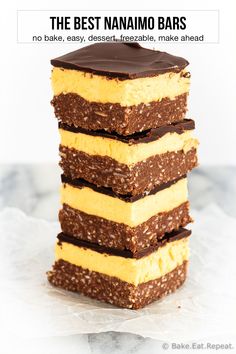 four pieces of cake stacked on top of each other