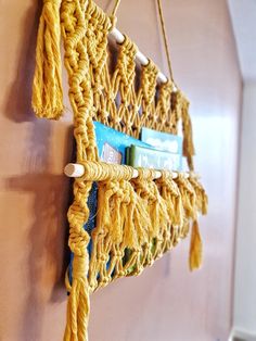 there is a wall hanging made out of rope