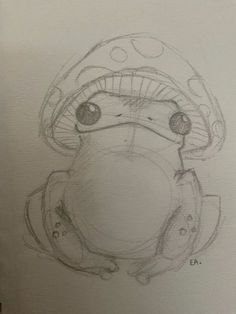 a drawing of a frog wearing a helmet