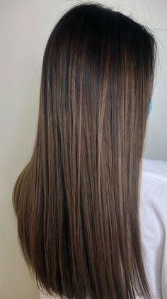 Caramel Highlights On Dark Hair, Brunette Hair Color With Highlights, Natural Hair Styling, Brown Hair With Lowlights, Light Brown Balayage, Balayage Straight Hair, Balayage Hair Color Ideas, Highlights For Dark Brown Hair, Basic Questions