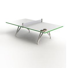 a ping pong table with two tennis rackets on it