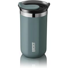 thermos travel mug with lid is shown on a white background