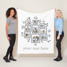 two women holding up a family tree photo banner