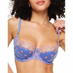 Quarter Cup Bra, Hydrangea Blue, Bra Measurements, Adore Me, Balconette Bra, Demi Bra, Blue Hydrangea, Plunge Bra, Coral Blue