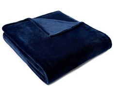 the blue blanket is folded on top of it