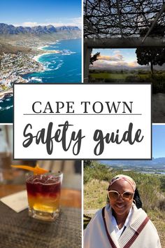 the cape town safety guide is shown in this collage with images of people and water